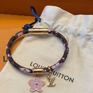 Authentic Louis Vuitton Cherry Blossom Leather Monogram Bracelet